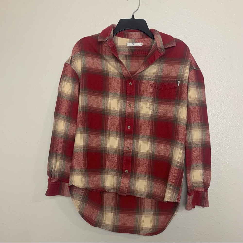 Obey plaid soft warm button down shirt size small